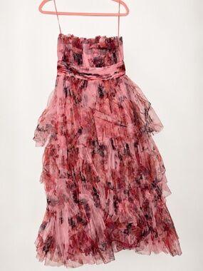 NWT Lace & Beads Floral Tiered Tulle Corset Maxi Dress Size 14